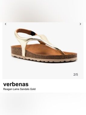 VERBENAS EU 38 US 7.5-8 Reagan Lame Gold Leather Sandals Spain Excellent Cond